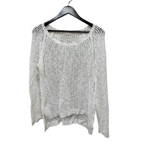 Eileen Fisher Size Large White Open Knit Lightweight‎ Sweater